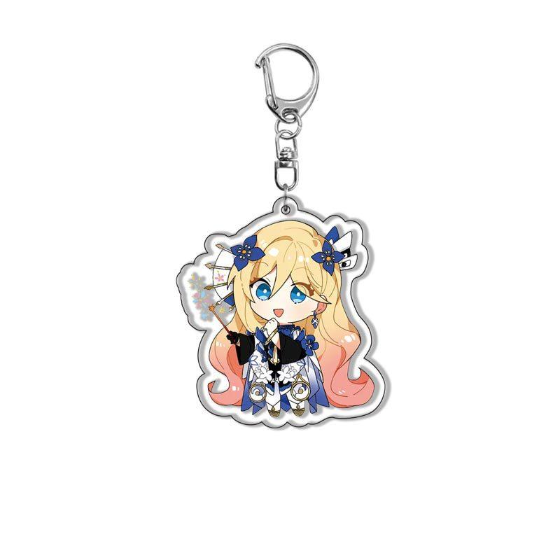6CM Honkai Impact 3 Game Keychains Kiana Kaslana Double-sided Cartoon Figure Key Ring for Women Men Car Handbag Pendant Gifts
