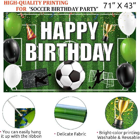 Soccer Party Decorations, 158PCS Soccer Birthday Balloon Garland Arch Kit with Large Happy Birthday Backdrop Banner for Soccer Birthday Party