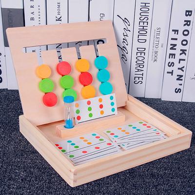 Educational Childrens Wooden Toys Baby Enlightenment Logical Thinking Training Four Color Game