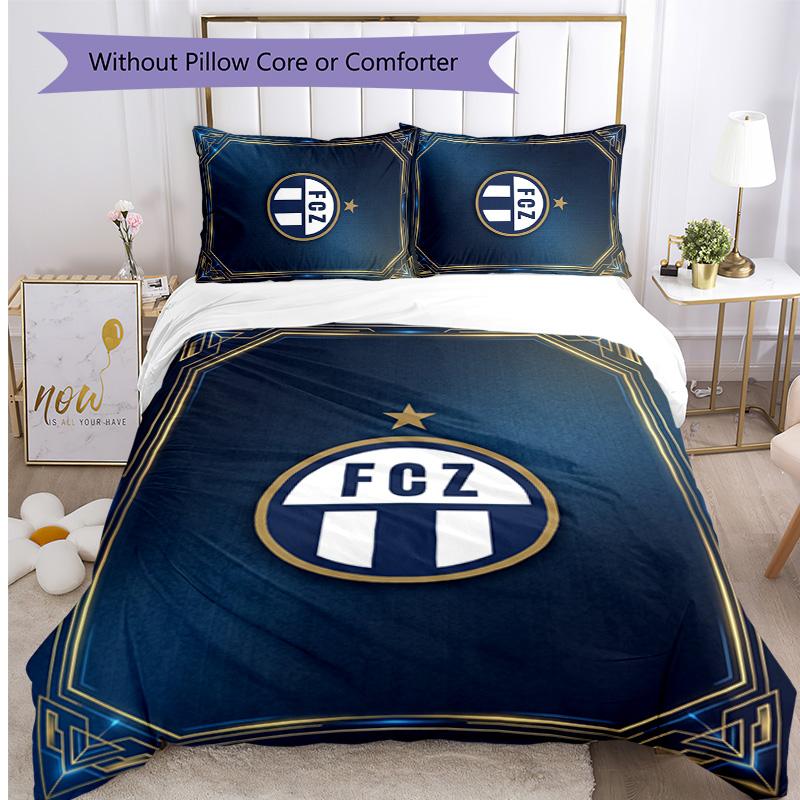 Set Lenzuola Stampato FC Zürich 3 Pezzi Copripiumino Traspirante con Federe Biancheria da Letto Decorativa per Camera da Letto Casa