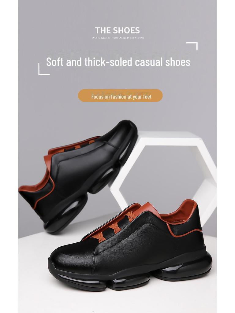 2024 Europäische Herren Schwarze Dicksohlige Spitzschuhe zum Hineinschlüpfen Freizeit