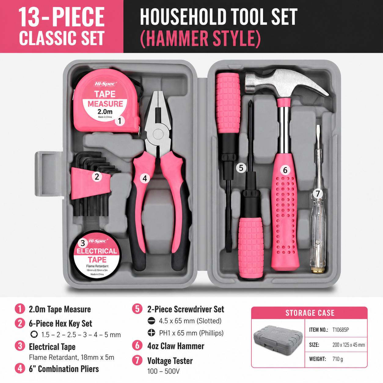 Home Repair Tool Set Household DIY Hand Tools Kit Multi Purpose Maintenance Tool Box with Screwdriver Pliers and Hex Key Set 13-Piece Household Gift Tool Set - Older