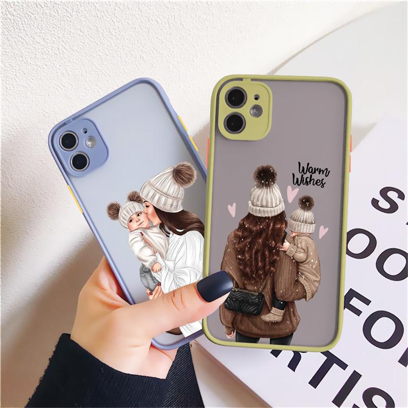 Super Mom Baby Girl Son Shockproof Phone Case For iPhone 13 12 14 15 11 Pro Max Mini 16 15 14 Plus 17 Pro Max Cartoon Back Cover