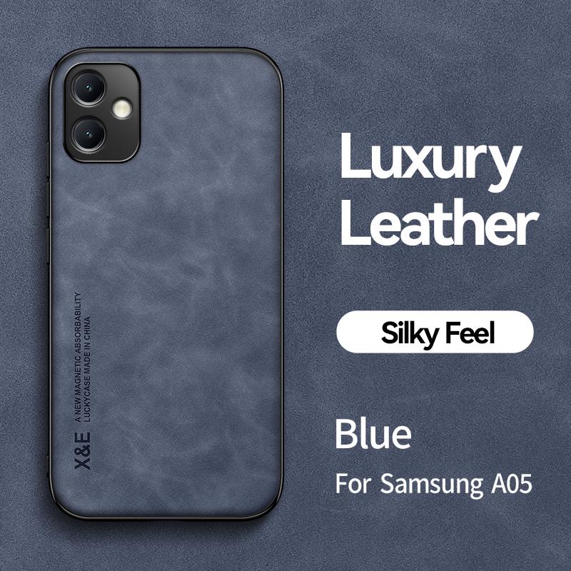 

Для Samsung Galaxy A05 2023 чехол магнитный держатель подставка кожаные чехлы для телефонов Samsung A05 A 05 SM-A055M противоударный задний чехол For Galaxy A05 синий