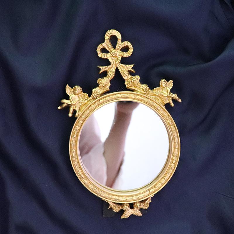 Vintage Baroque Wall-Mounted Mirror for Bedroom Artistic Elegant Home Decoration Environmentally Gold Large Stand Desktop Mirror
