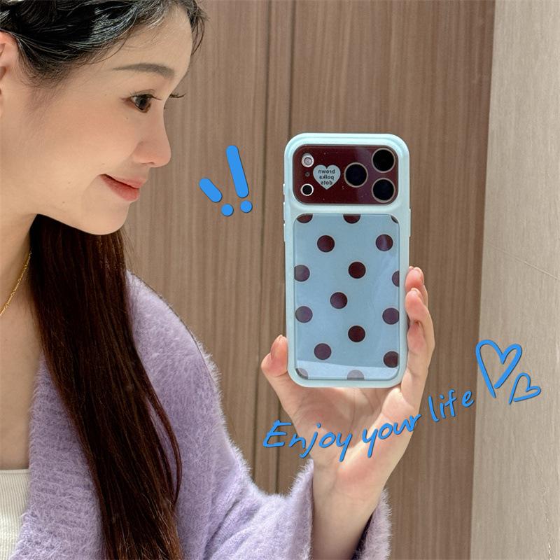 Minimalist Dopamine Color Block Polka Dot Case for iPhone 17 / Apple 16 Pro Max / 15 Pro - Girly Heart Design