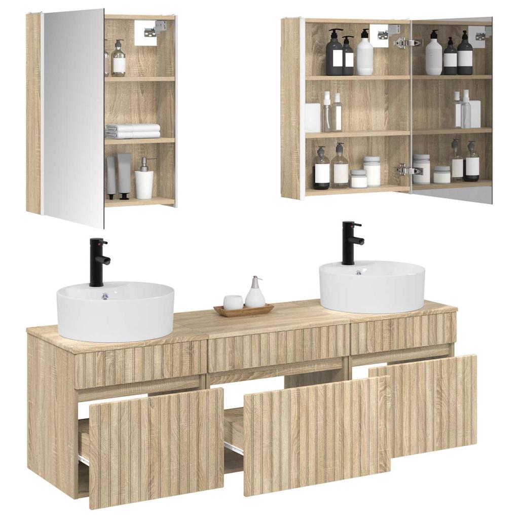 Bathroom Cabinet Set 5 pcs Sonoma Oak 53 x 15.5 x 70 cm