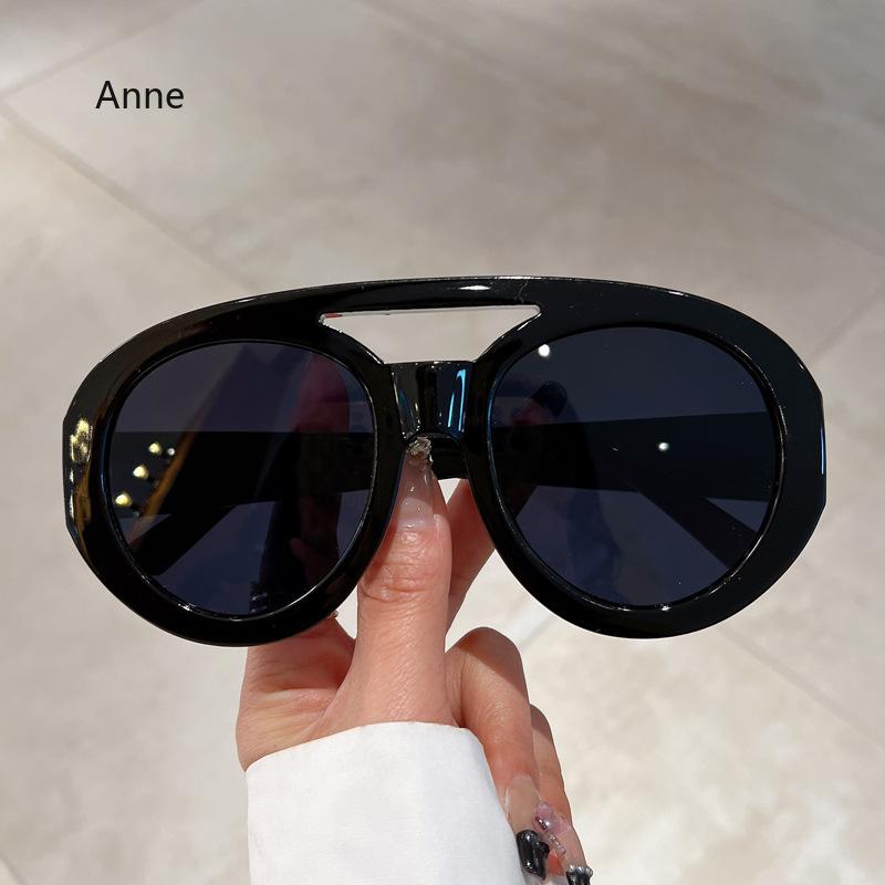 Oversized Round Sunglasses UV400 Fashion Double Bridge Gradient Candy Colors Men Women Shades Trendy Eyewear