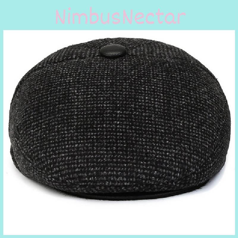 Stylish And Warm Winter Woolen Mens Cap With Ear Protection For Elderly Gentlemen