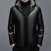 Haining Leather Jacket Men's Short Hooded Leather Jacket Casual Fur Integrated Thickened Jacket Winter