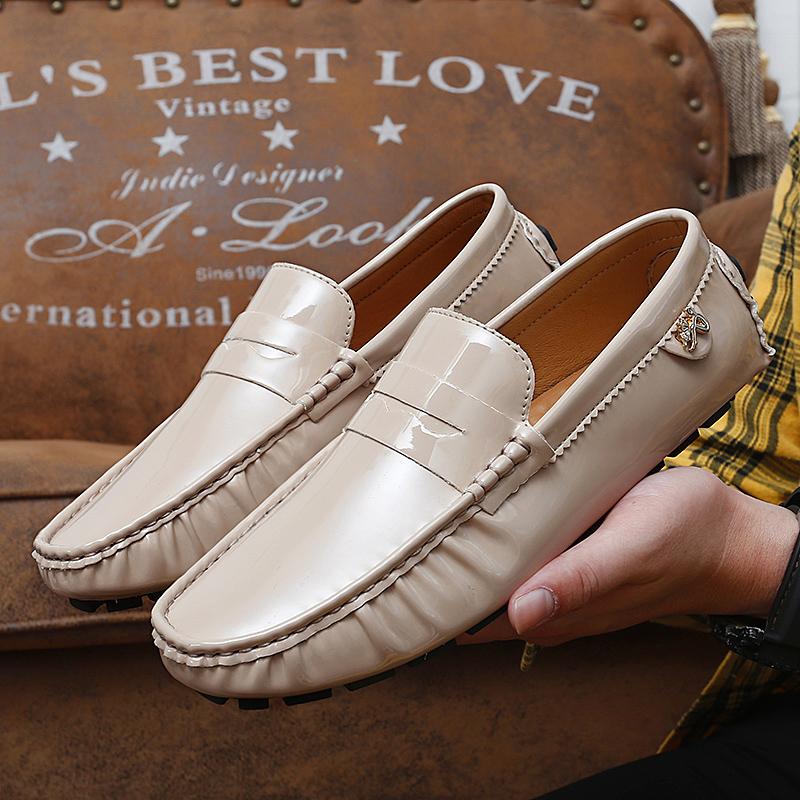 Fashion New Stylish Mens PU Leather Loafers Non Slip Walking Flats Breathable Outdoor Slip On Casual Shoes Male Office Driving Moccasins