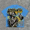 Hot American Retro God's Will Skull Retro Pattern Graphic Print T-shirt Men Women Loose Casual Oversized Top Streetwear Hip Hop Fashion Summer New Tee