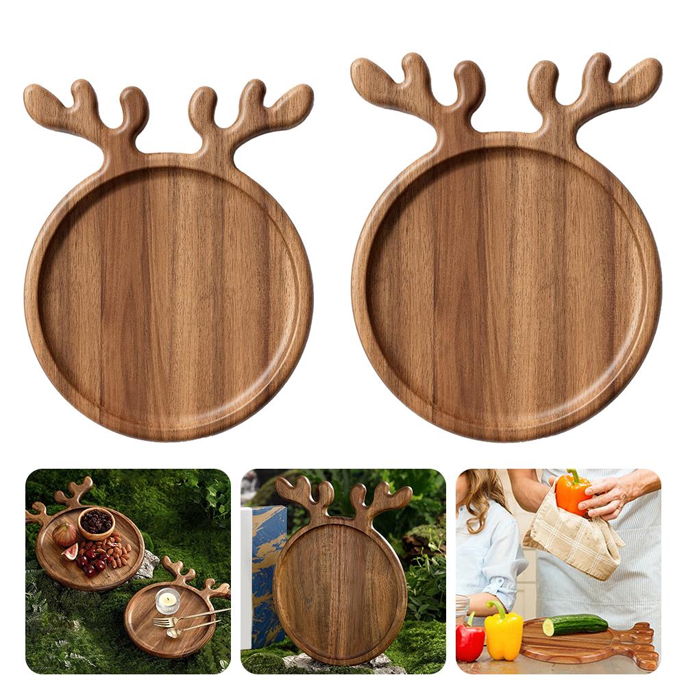 Christmas Tray Plate Elk Christmas Tree Appetizer Platter Sushi Dishes Salad Sashimi Wooden Shaped Candy Dish Snack Dessert
