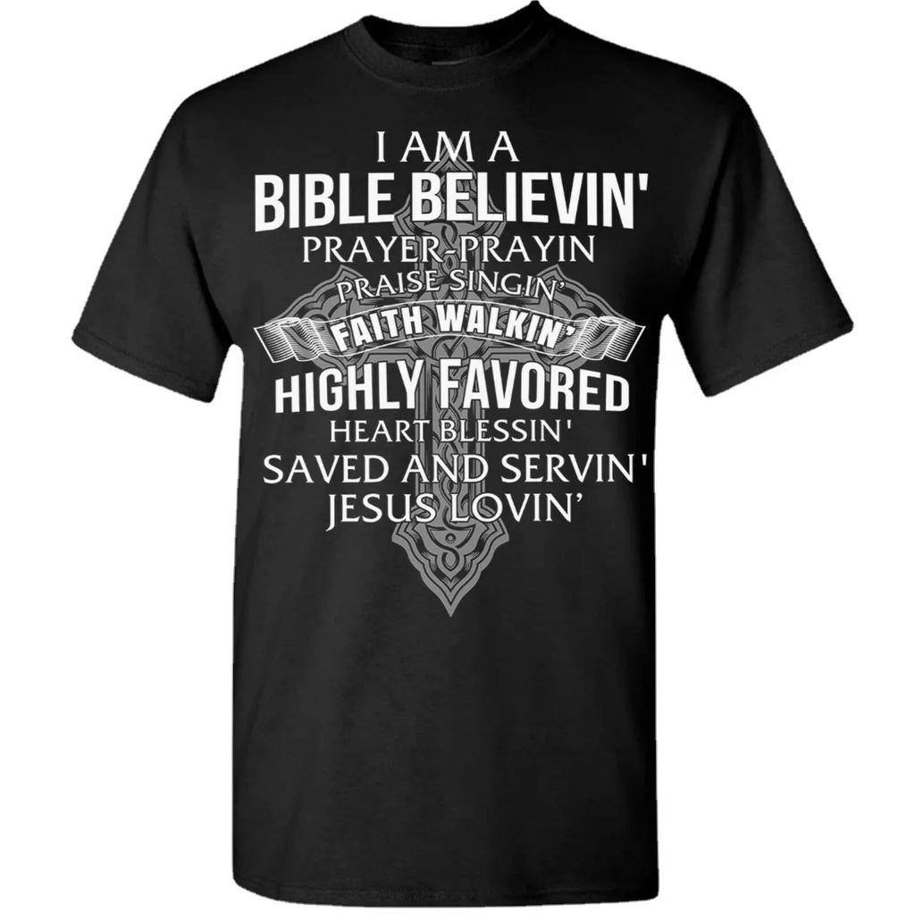 Im A Christian Bible Believing Jesus Loving TShirt Faith Prayer Cross Summer Cotton Oneck Tee Gift