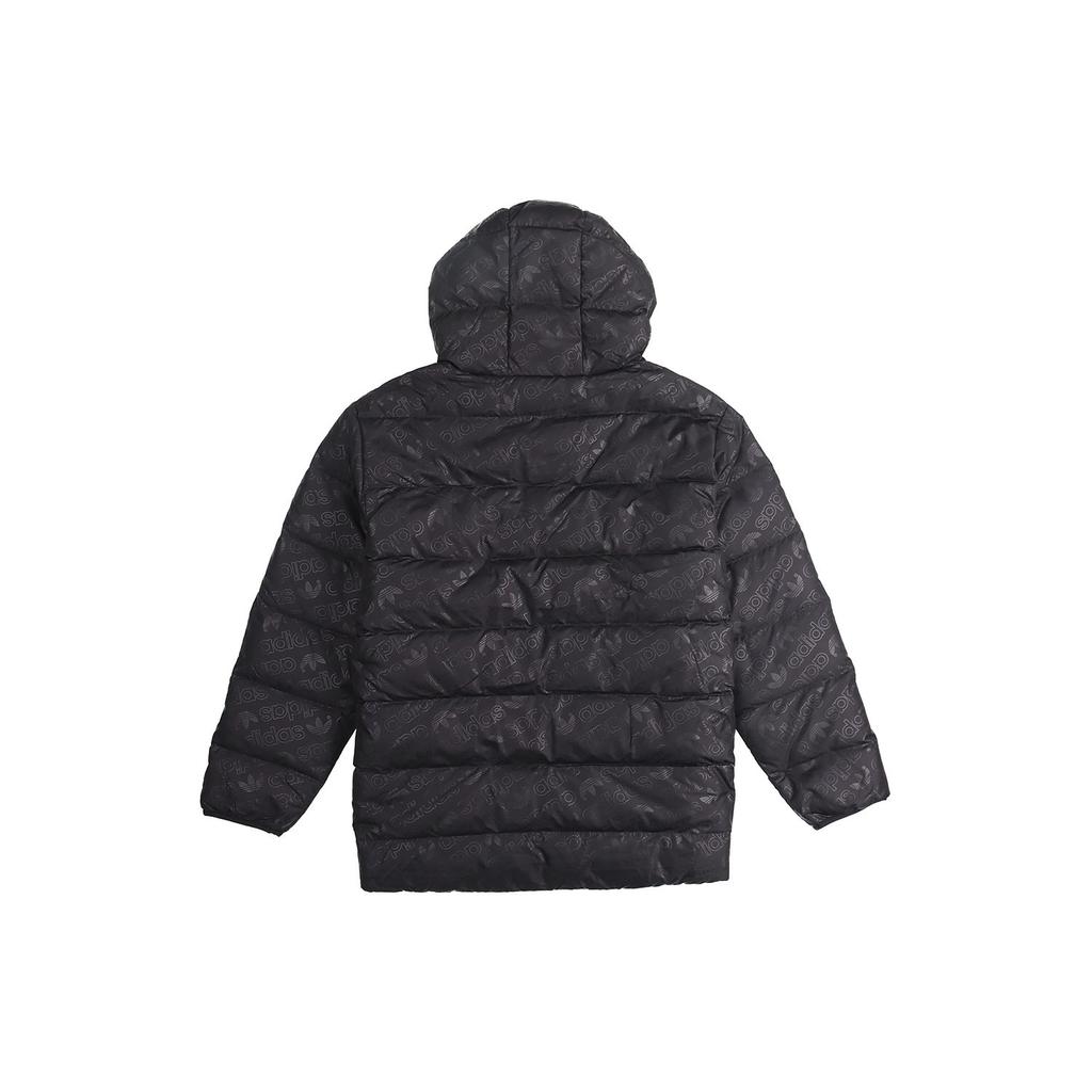 Adidas Originals Trefoil H Down Jacket Reversible Full Print Warm Hooded Outerwear Men Outerwear Black ED5839