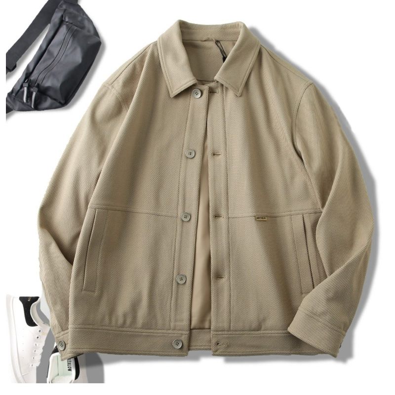 Japanese Style Overalls Men's Windproof Polo Collar Jacket Spring and Autumn Retro Trendy American Casual