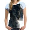 Summer Round Neck 3D Horse Printed Top Fashionable Casual Short Sleeved Women's T-shirts