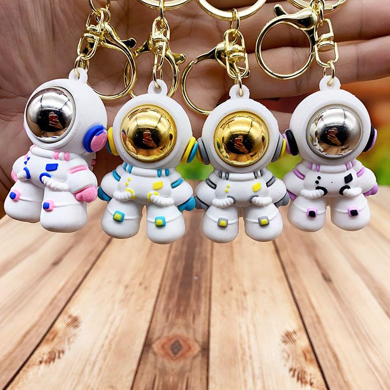 Cartoon Colorful Astronaut Keychain Pendant Ins Couple Car Schoolbag Pendant Doll Silicone Pendant