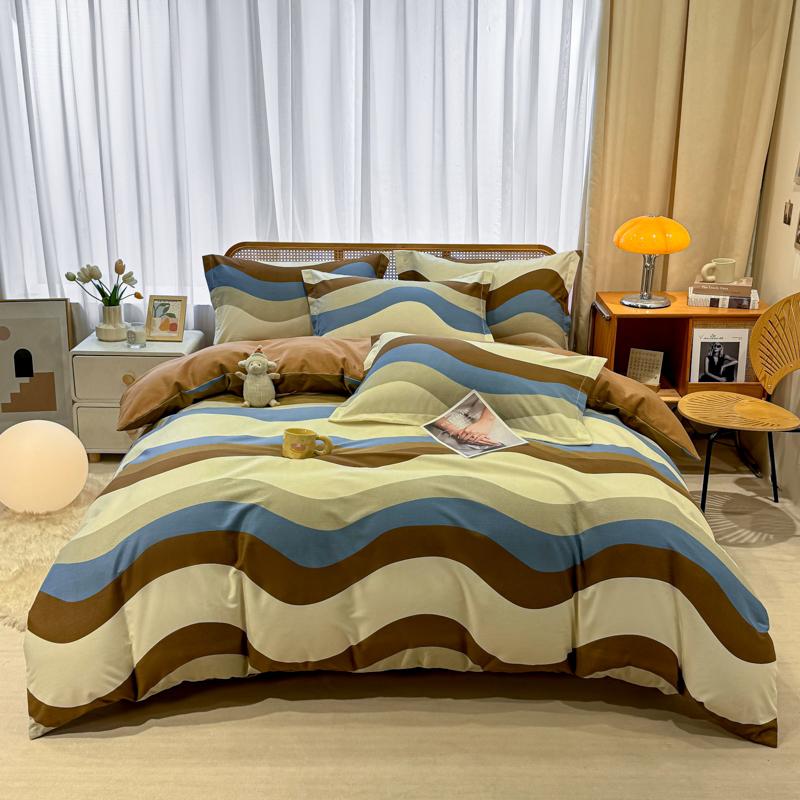 High Quality 100% Cotton Duvet Cover Set Modern Striped Printed Bedding Set Queen King Soft Quilt Cover Bed Sheet Pillow Cases