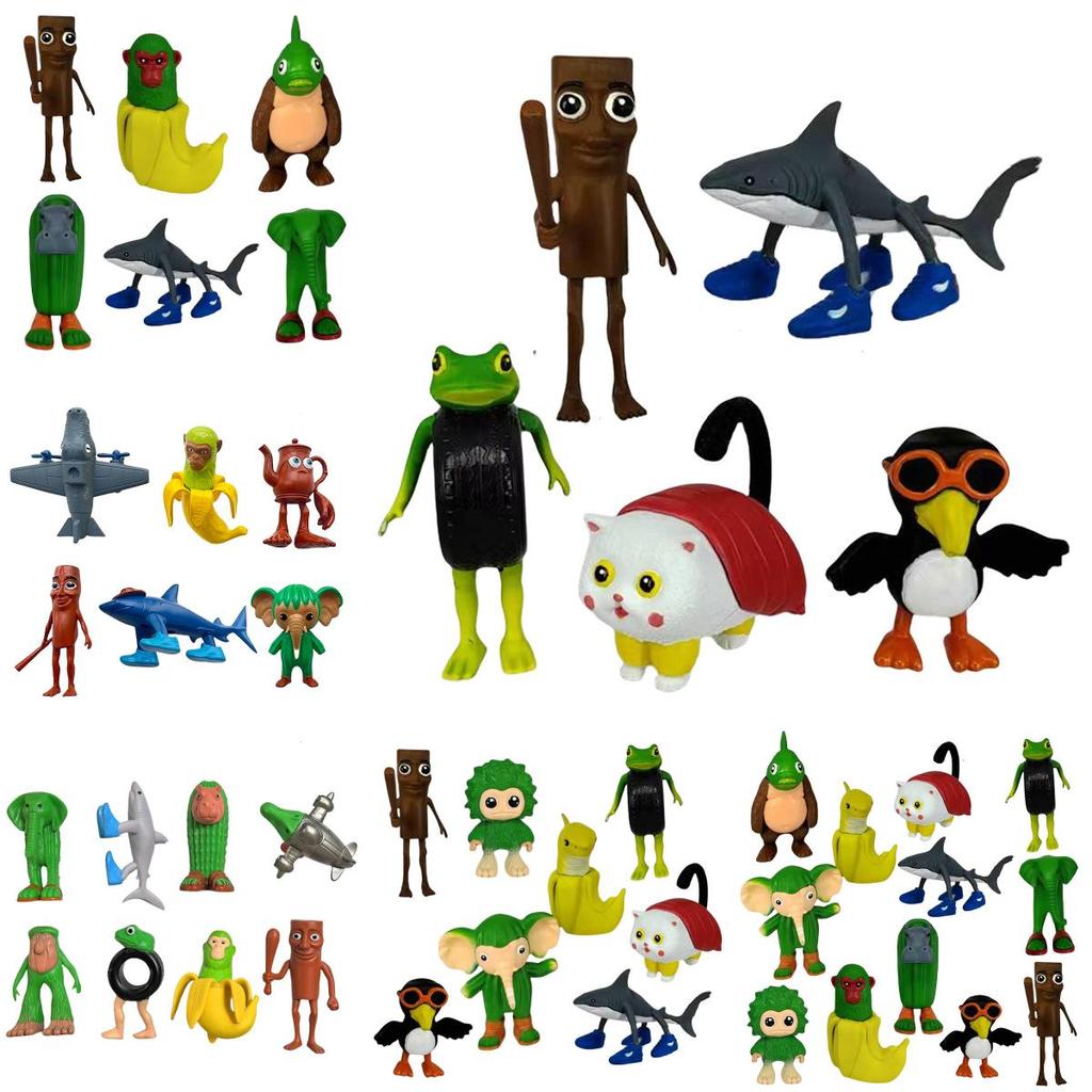 Italian Brainrot Al Pvc Figurine Set With Shark And Wooden Bucket For Collectors And Kids