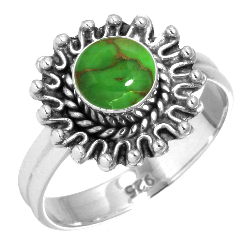 925 Sterling Silver Ring Women Gemstone Handmade Jewelry Valentine's Day Gift Blue Green Purple Copper Turquoise Pearl Lapis Mother Of Pearl Costume