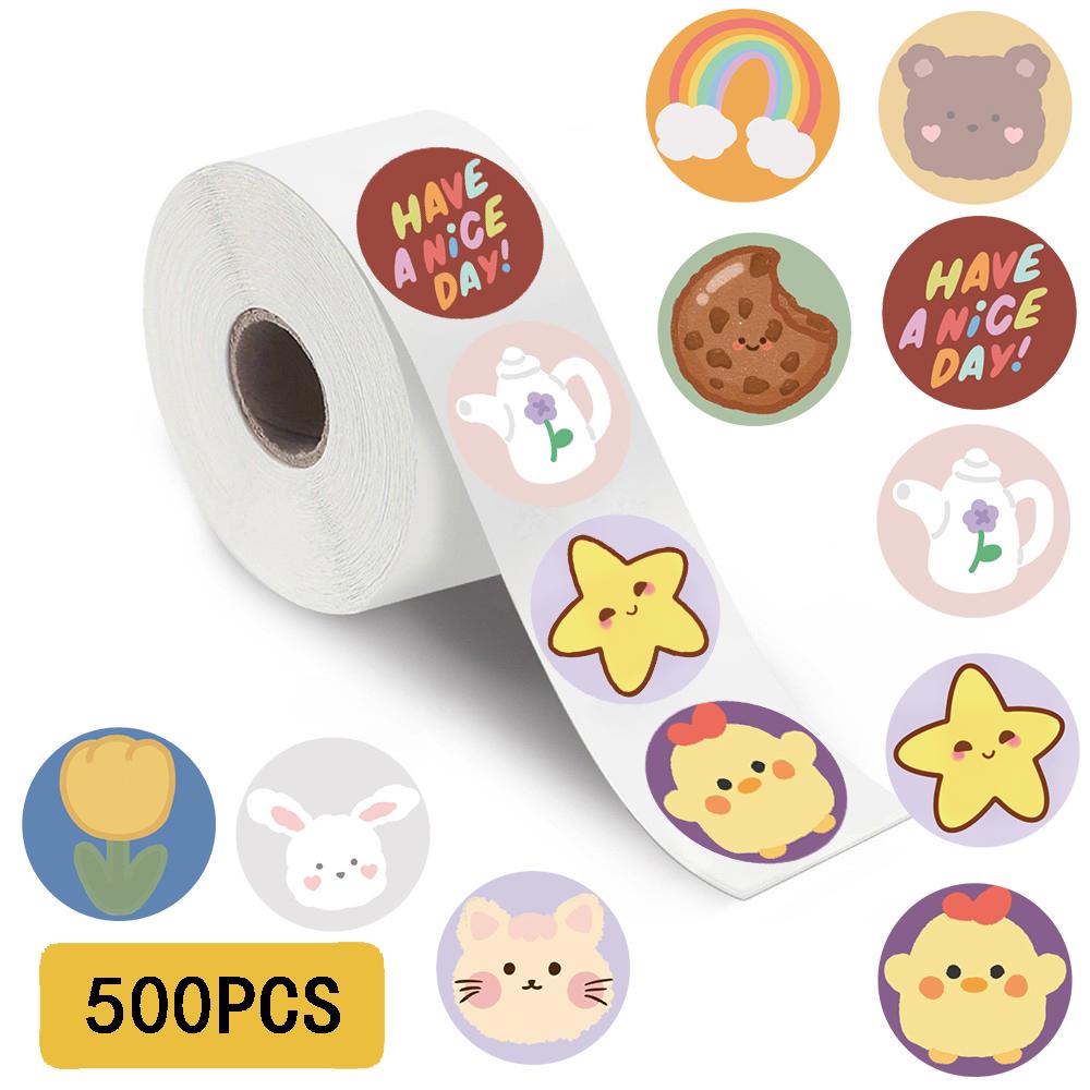500PCS Korean Cartoon Style Roll Stickers Notebook Fashion Laptop Luggage Cartoon  Personalized Coffee Phone Art Sticker