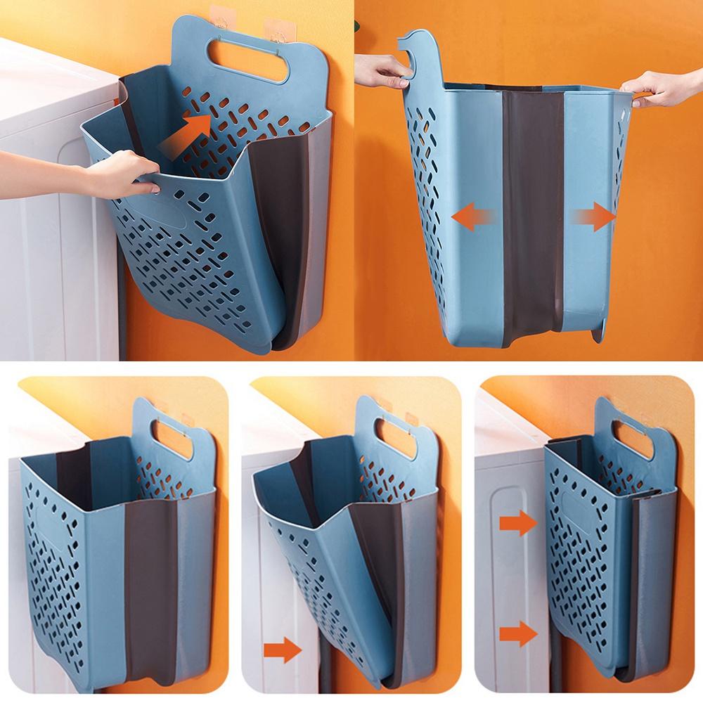 Large Portable Bathroom Folding Dirty Clothes Storage Basket Household Wall Hanging Punch-Free Laundry Basket Put Clothes Bucket