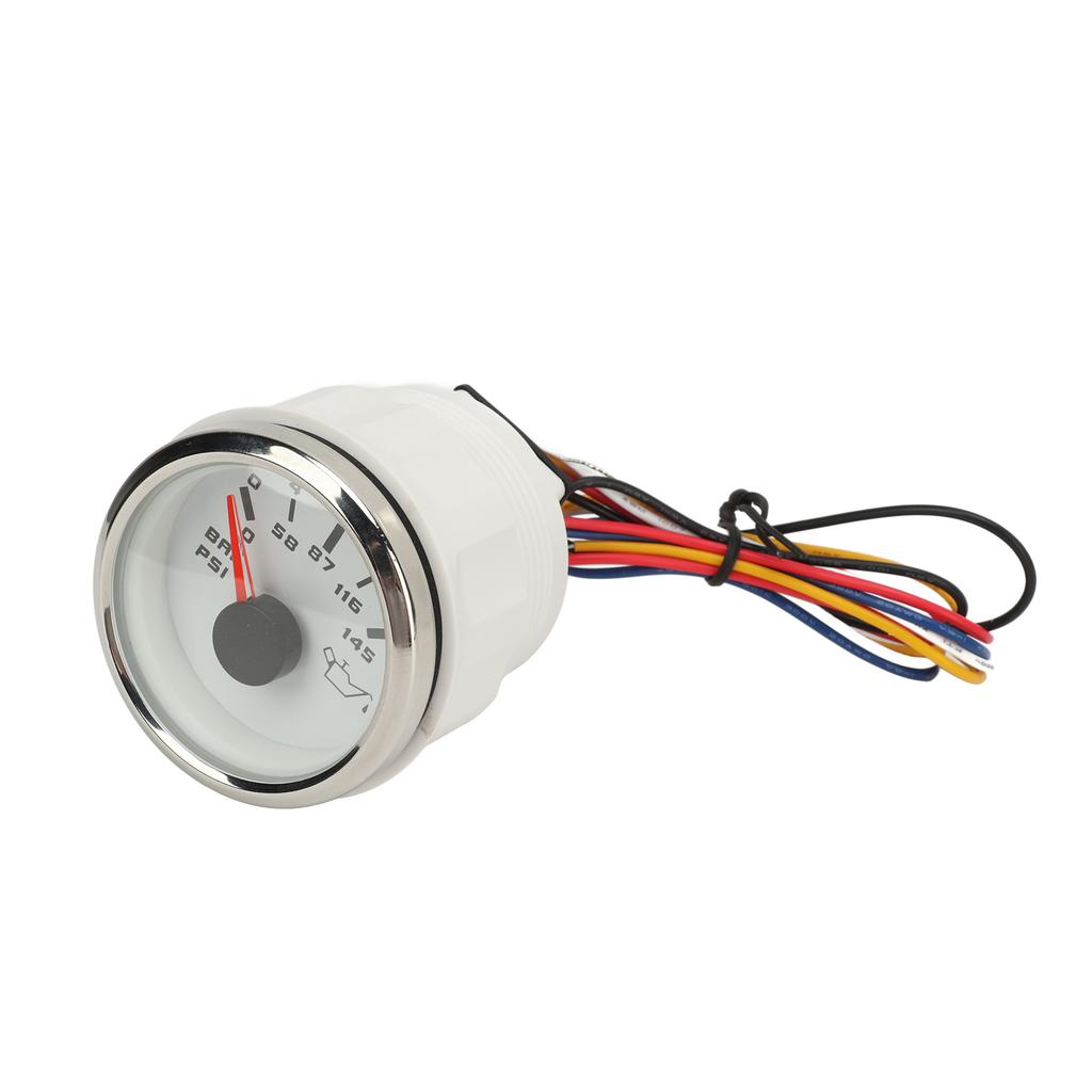 52MM Oil Pressure Gauge White Dial Silver Bezel DC 9‑32V 0‑10Bar CAN Bus Oil Pressure Meter for RV Yachts Boats