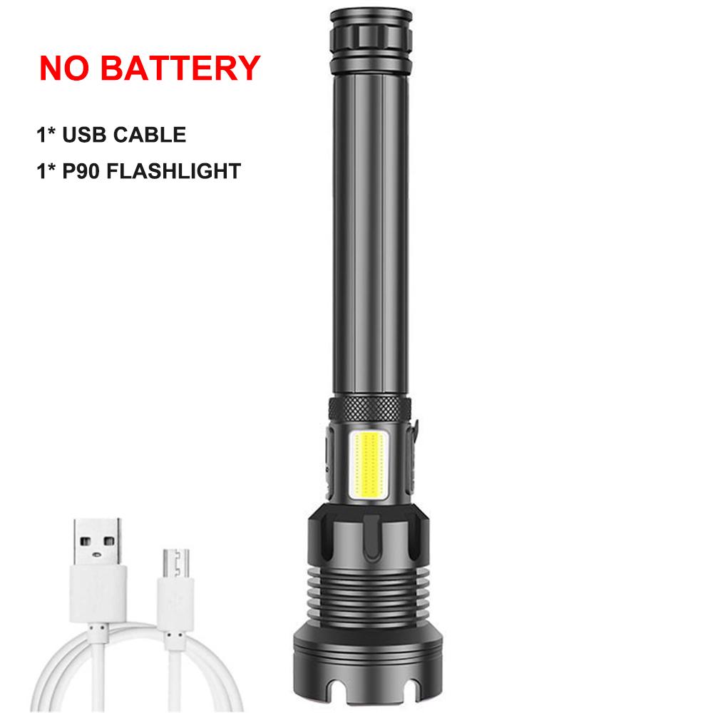 90000 Lumens LED Tactical Flashlight Rechargeable XHP90 USB Zoomable 7Modes Super Bright Floodlight Spotlight Torch Light