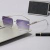 Frameless Leopard Print Retro Square Sunglasses with UV Protection