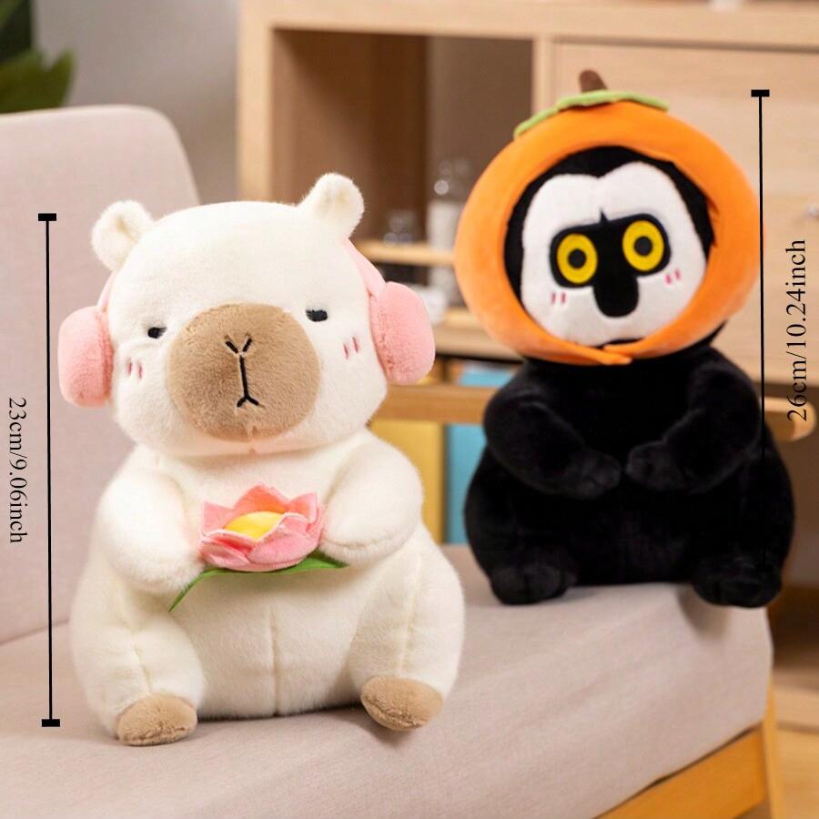 Cute Capybara Simulation Plush Toy Stuffed Soft Animals Peace & Love Capybara Doll Fluffy White-face Monkey Home Decoration
