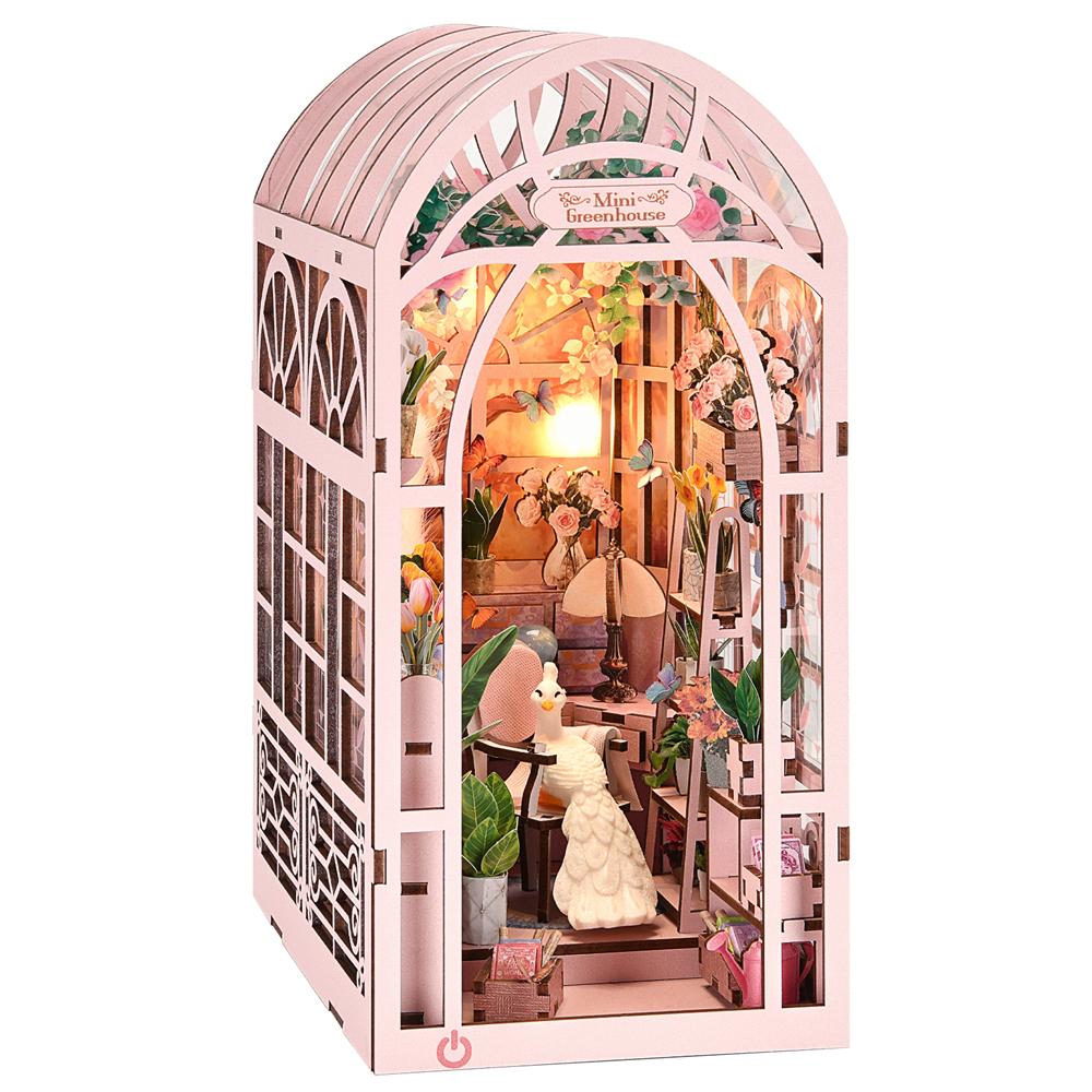 Garden Miniature House Book Nook Kit 3D Puzzle Wooden DIY Home Decoration For Bookshelf Insert Magic Book House Stand Bookshelf