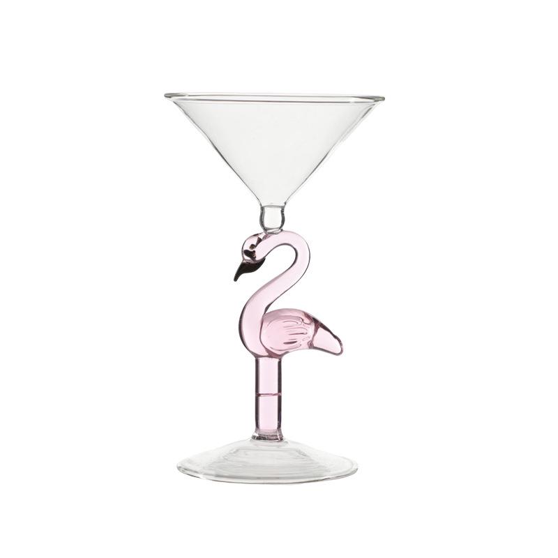 Elegante Bicchiere con Fenicottero: Bicchiere da Vino e Cocktail con Gambo Alto