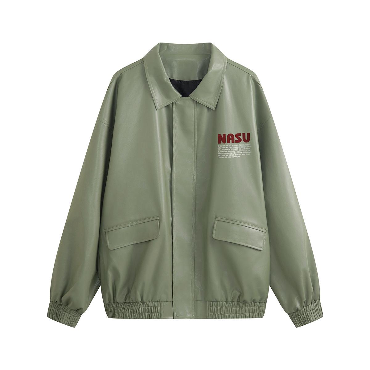 Осенняя американская ретро-кожаная куртка с вышитыми лацканами — фото 4