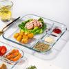 1pc Heat-resistant Glass Dumpling Tray With Sauce Tray, Divided Dinner Tray, Breakfast Tray, Home Kitchen Tools