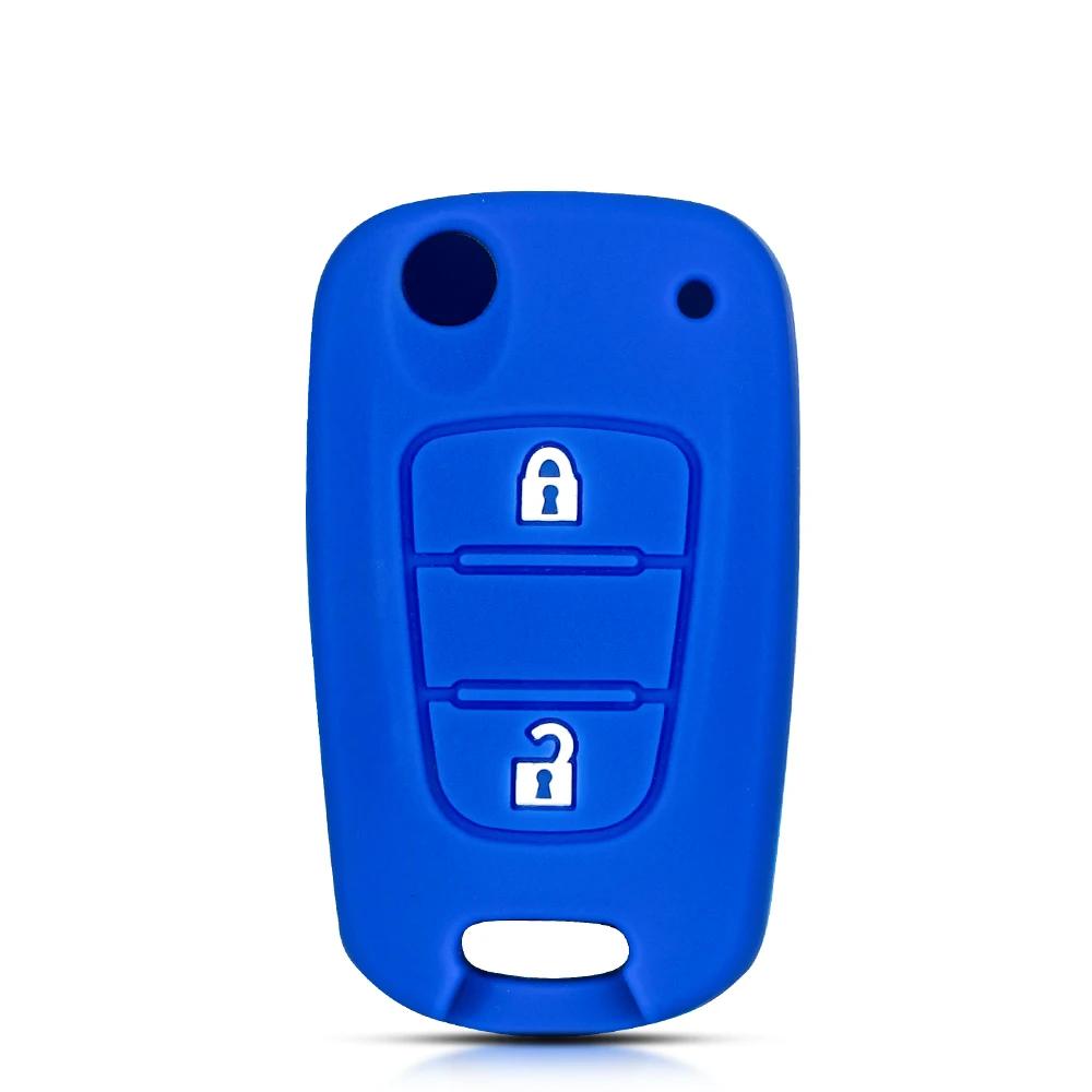 KEYYOU For Hyundai Verna For Kia Picanto Silicone 2 Buttons Rubber Key Case Holder Shell Fob Cover Remote Keychain Protection