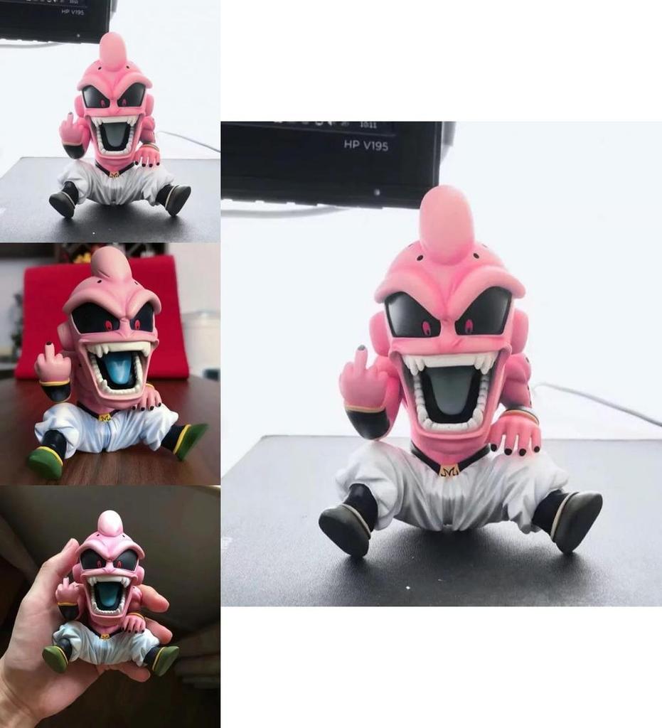 Design Intemporel Dragon Ball Z Super Saiyan Kid Buu Doigt d'Honneur Vertical Figurine en PVC