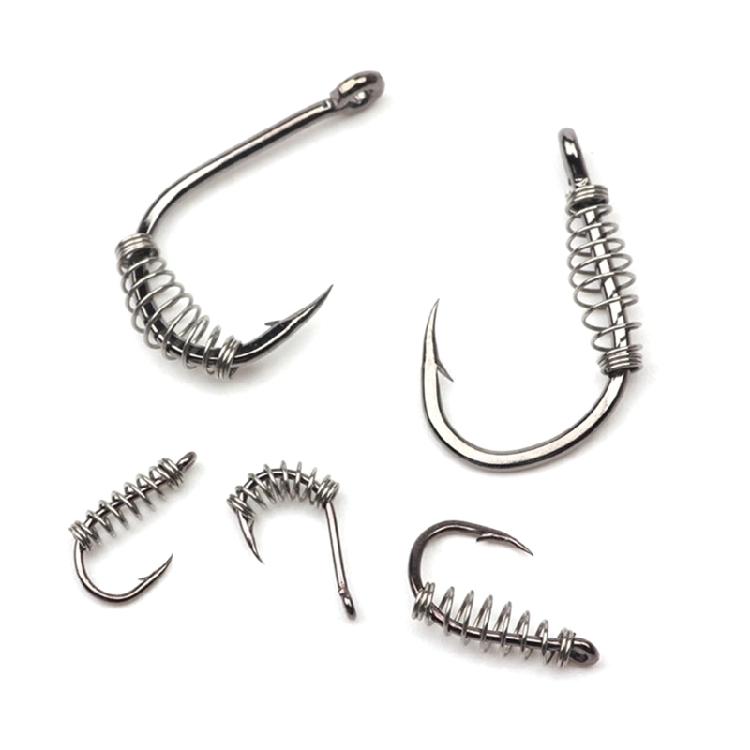 Barbed Swivels Spring Saltwater Fishing Accessories Twist Fishing Hook Metal Spring Pack of 100P