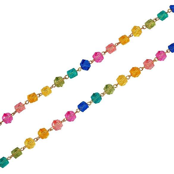 1 Strand 32.8 Feet Acrylic Beaded Chains Colorful Handmade Bead Chain Unwelded for Jewelry Purse Strap Handbag Link Chains Making
