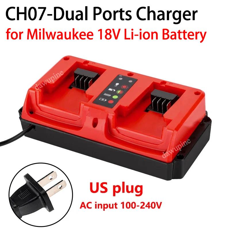 For M18 Power Tool Accessories Parts For Milwaukee 14.4V 18V Lithium Battery Charger 48-11-1815 48-11-1820 48-11-1830 AC100-240V