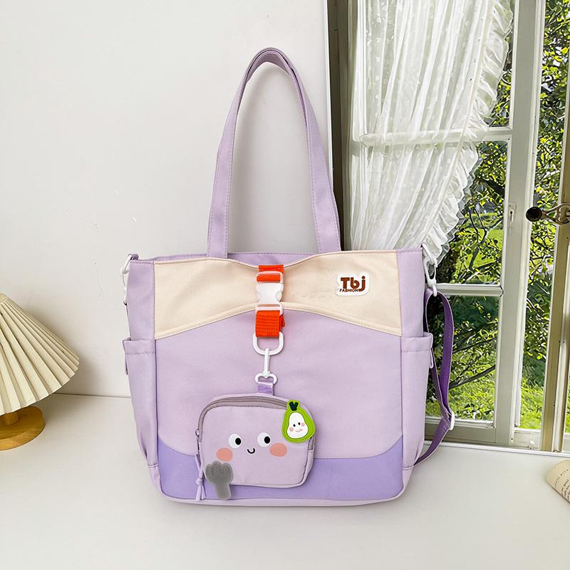 Cartoon Women's Shoulder Bag Contrast Color Student Crossbody Bag Large Capacity Tote Bag