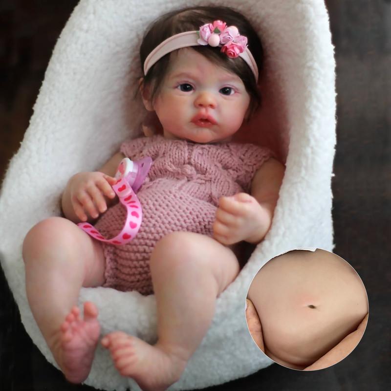 

Reborn Silicone Girl 50 см Loulou с укоренившимися каштановыми волосами можно купать в реалистичной кукле Wather