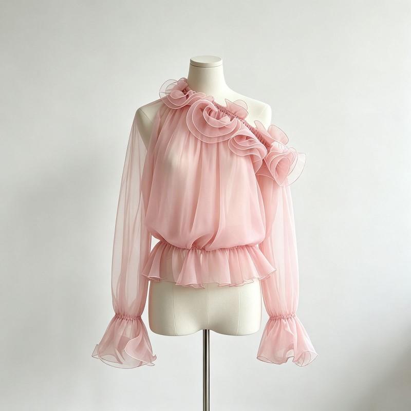 Elegant Off-Shoulder Chiffon Blouse Women 2026