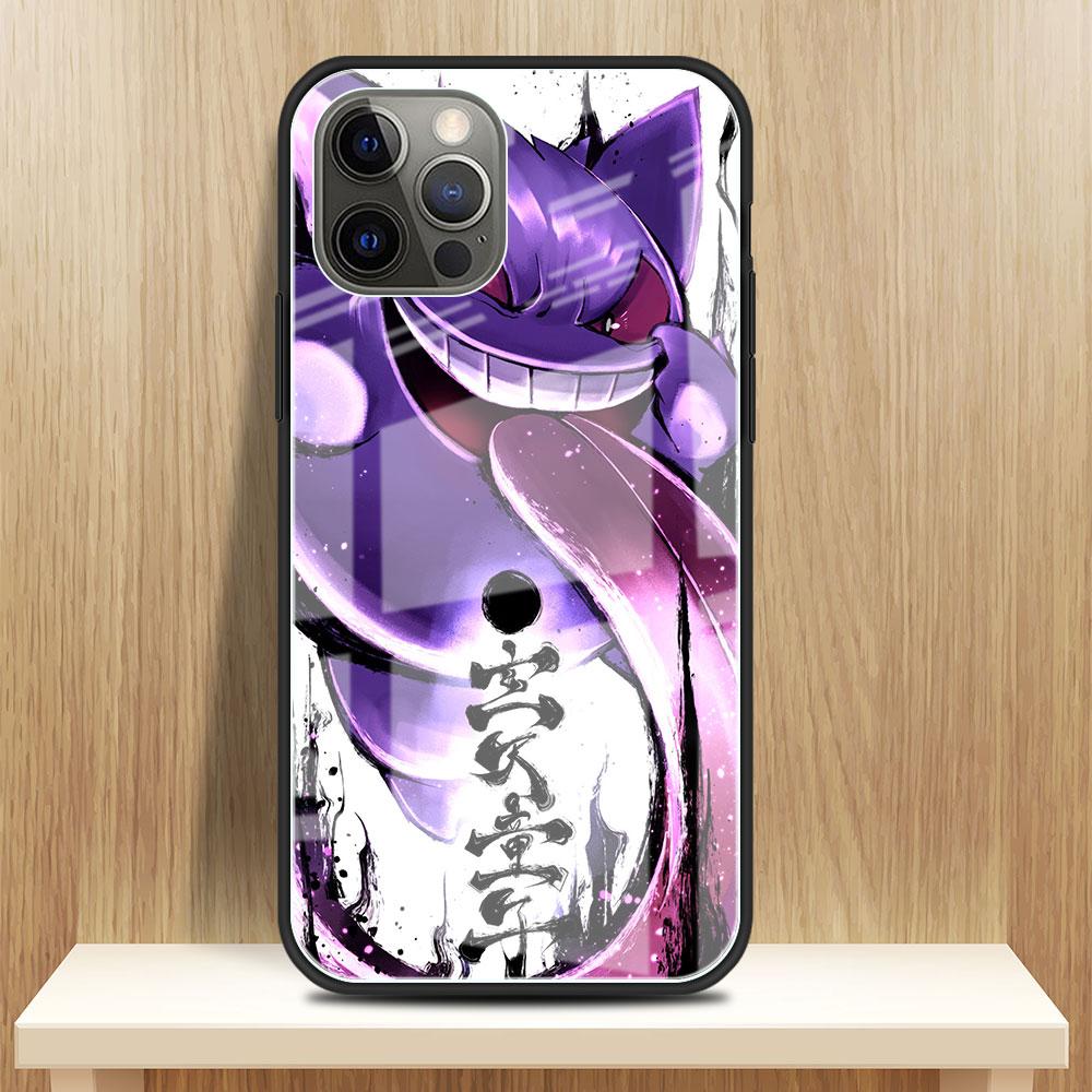 

Чехол из закаленного стекла для iPhone 11 13 Pro Max 12 XR SE 7 8 Plus X XS 6 6S, противоударный чехол для телефона, жесткий чехол, японское аниме, покемон iPhone 6S Plus