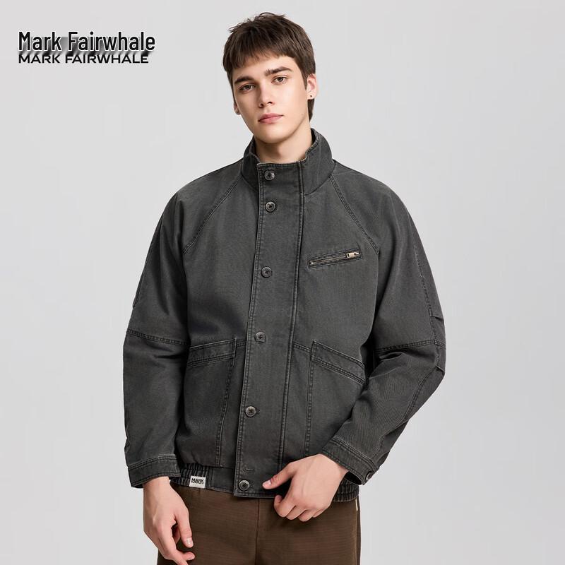 Mark Fairwhale Men's American Retro Washed Denim Workwear Jacket