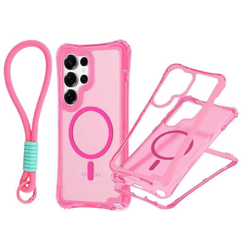 For Samsung S25 ULTRA Magnetic Skin-feeling Three-in-one Mobile Phone Case with Strap