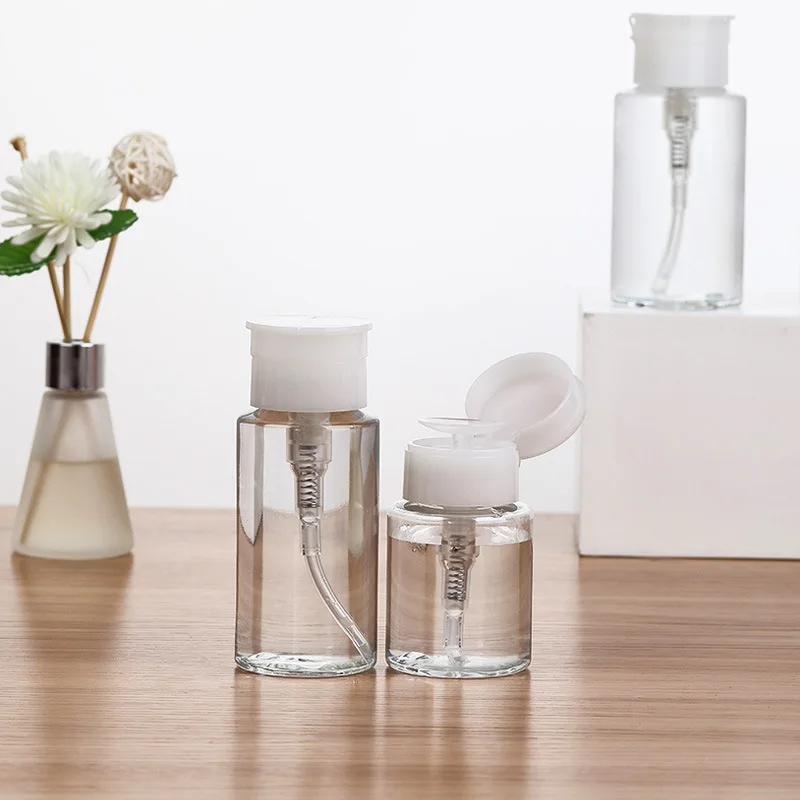 1Pcs Refillable Bottles Push-type Bottling Push Down Empty Pump Dispenser Bottle for Nail Polish and Makeup Remover Bottle