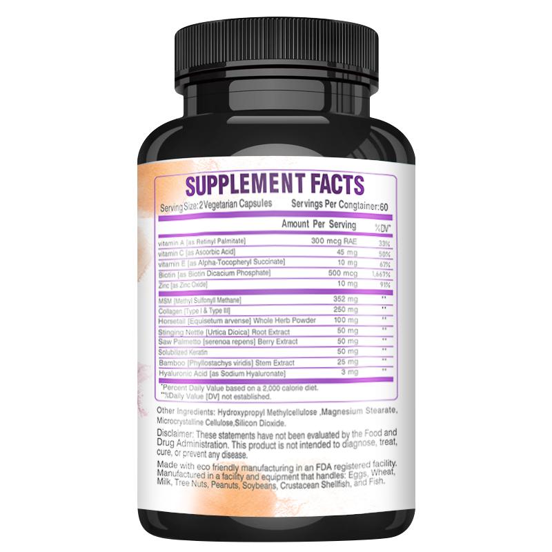 A Powerful Supplement for Strong, Healthy Hair Growth, Rich In Biotin, Keratin, and Collagen. Suitable for Both Men and Women.