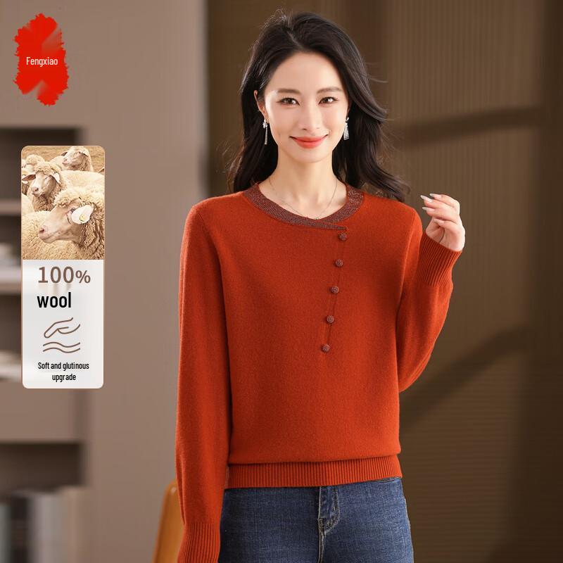 

Women s Pure Wool Round Neck Knit Sweater 4XL