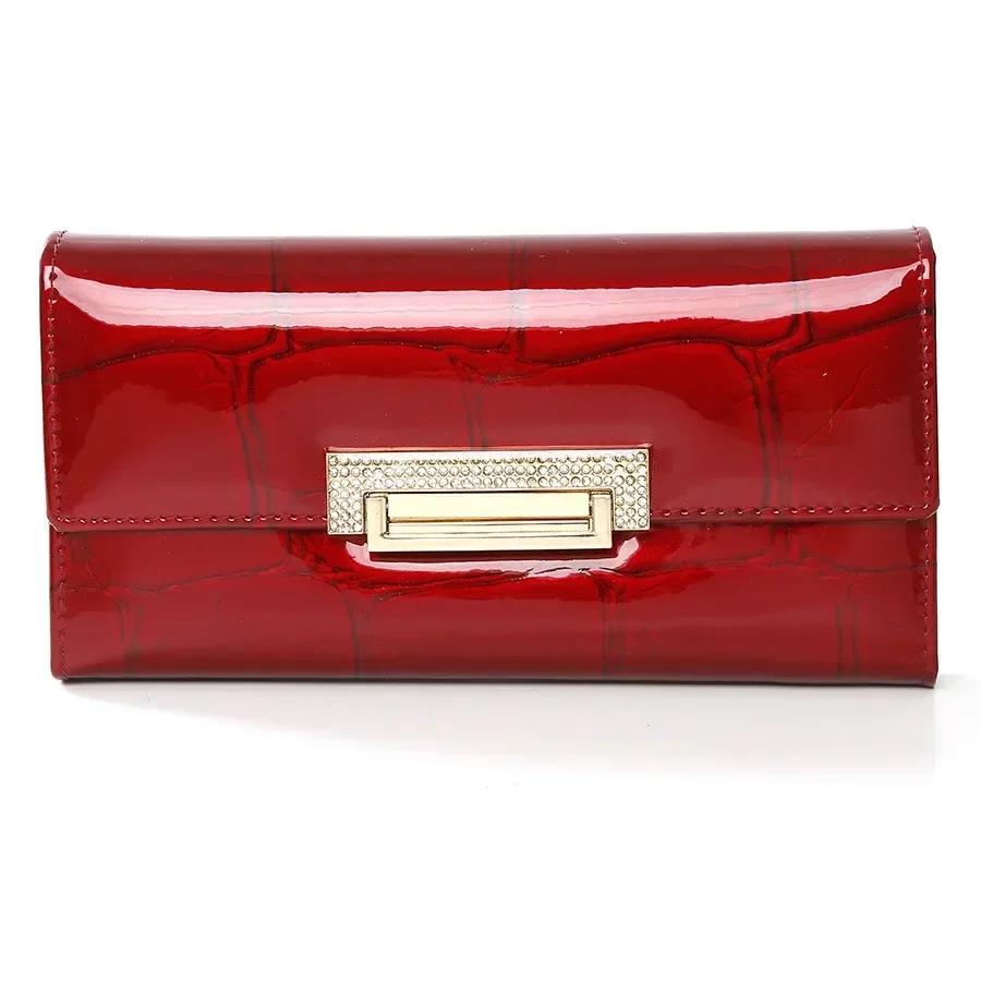 Alligator Pattern Genuine Leather Wallet Woman Long Ladies Cowhide Purse Diamond Decorated Card Holder Clutch Bag